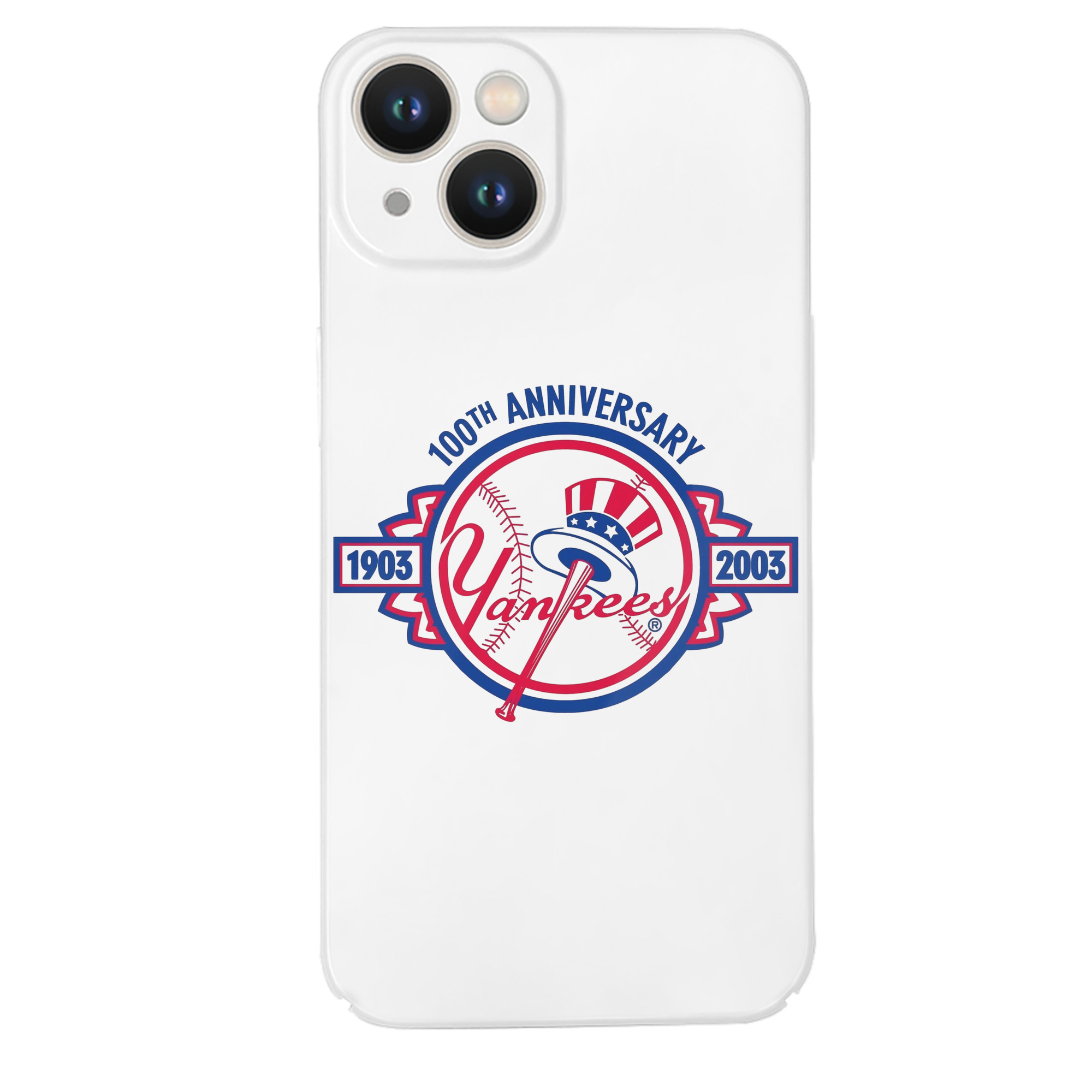 New York Yankees 100th Anniversary 1903-2003 IPhone 14 Series Full-Cover Hard Case – Shockproof With Raised Camera Protection – Precise Cutouts, Wireless Charging Compatible – Durable, Anti-Yellowing, Easy To Clean